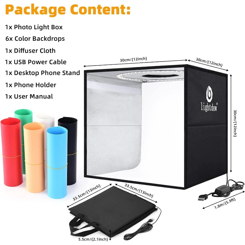 Photography Lighting And Backdrop Kits - Lightdow Photo Studio Light Box Kit