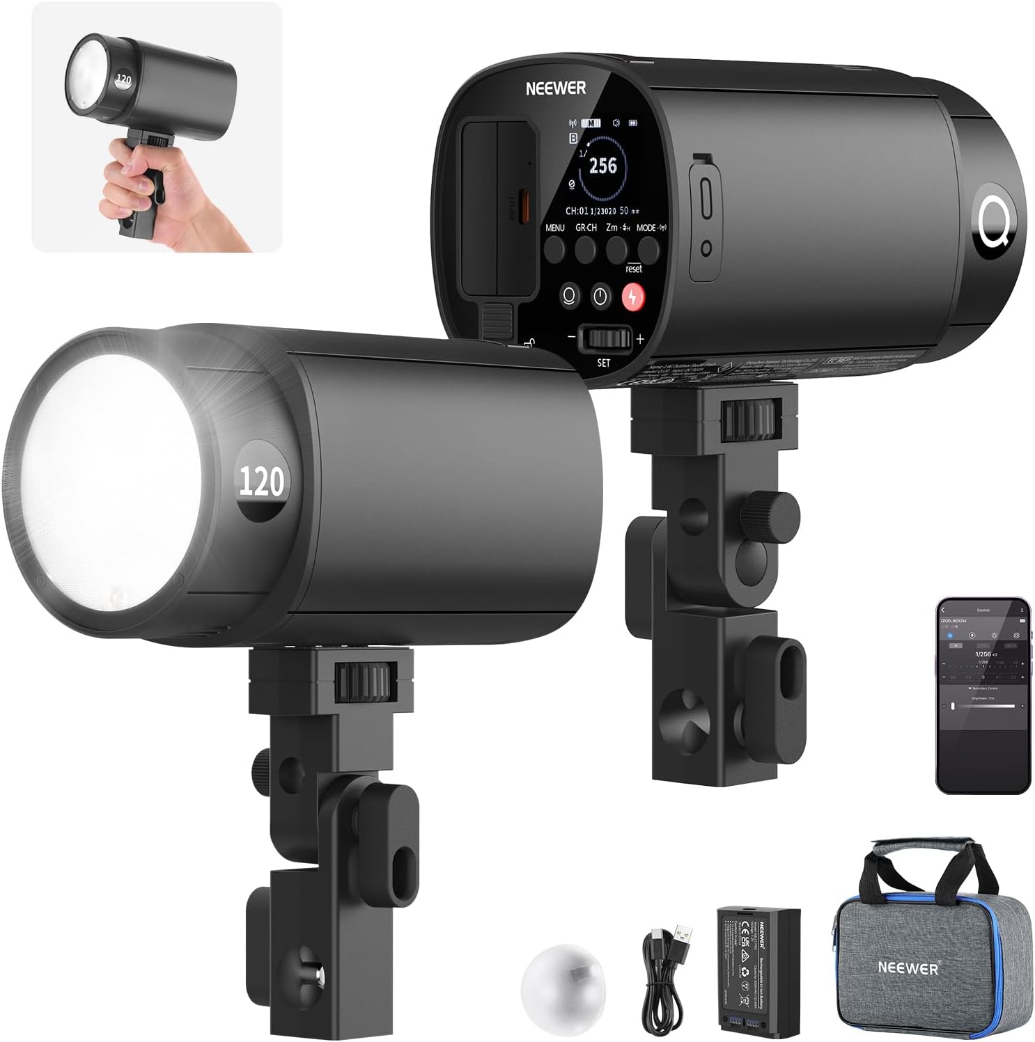 Portable Strobe Monolight - NEEWER 120Ws 2.4G TTL Buitenflits, compatibel