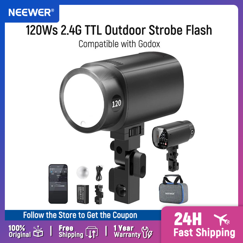 Portable Strobe Monolight - NEEWER Q120 120Ws 2.4G TTL buitenflits,