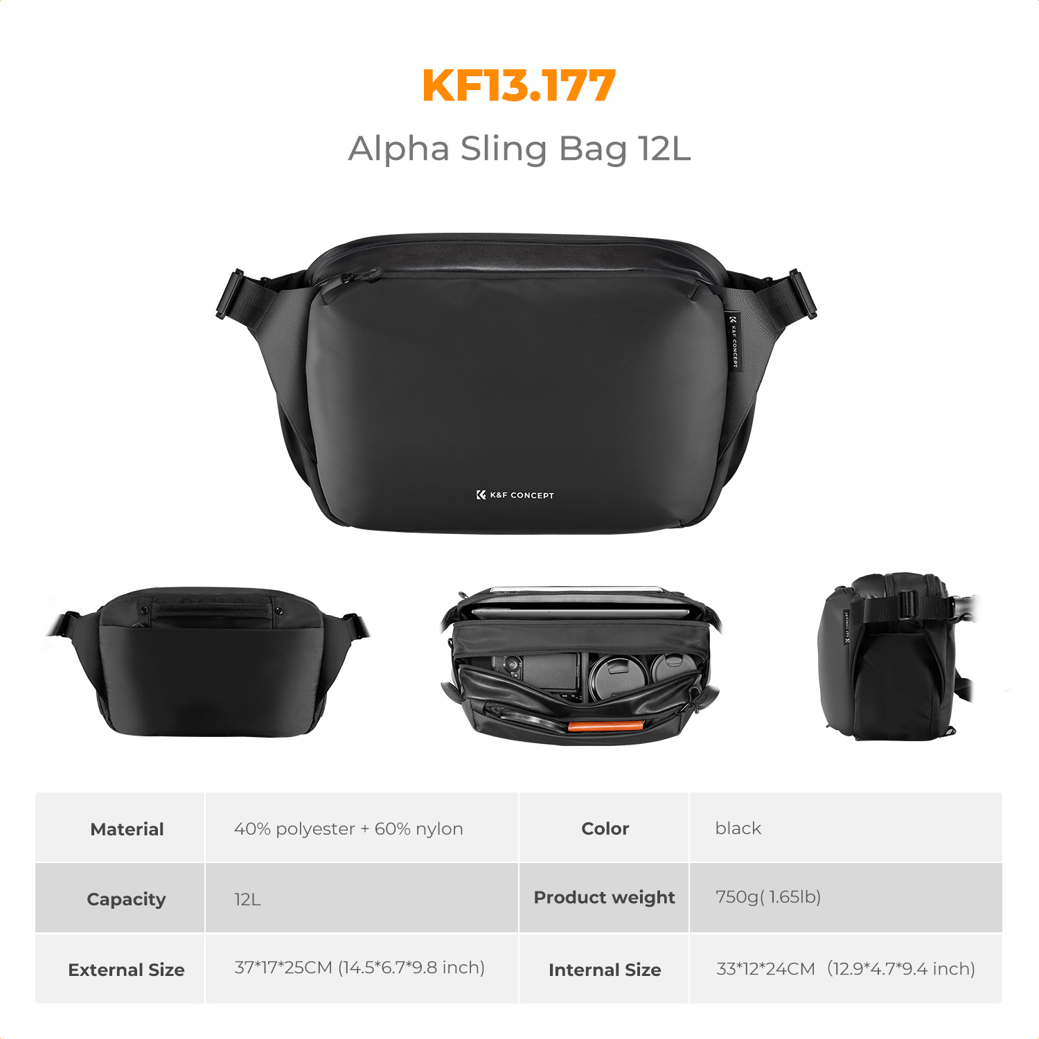 K&F CONCEPT 12L/10L Camera Sli - Photography Lighting Bag recensie en prijs