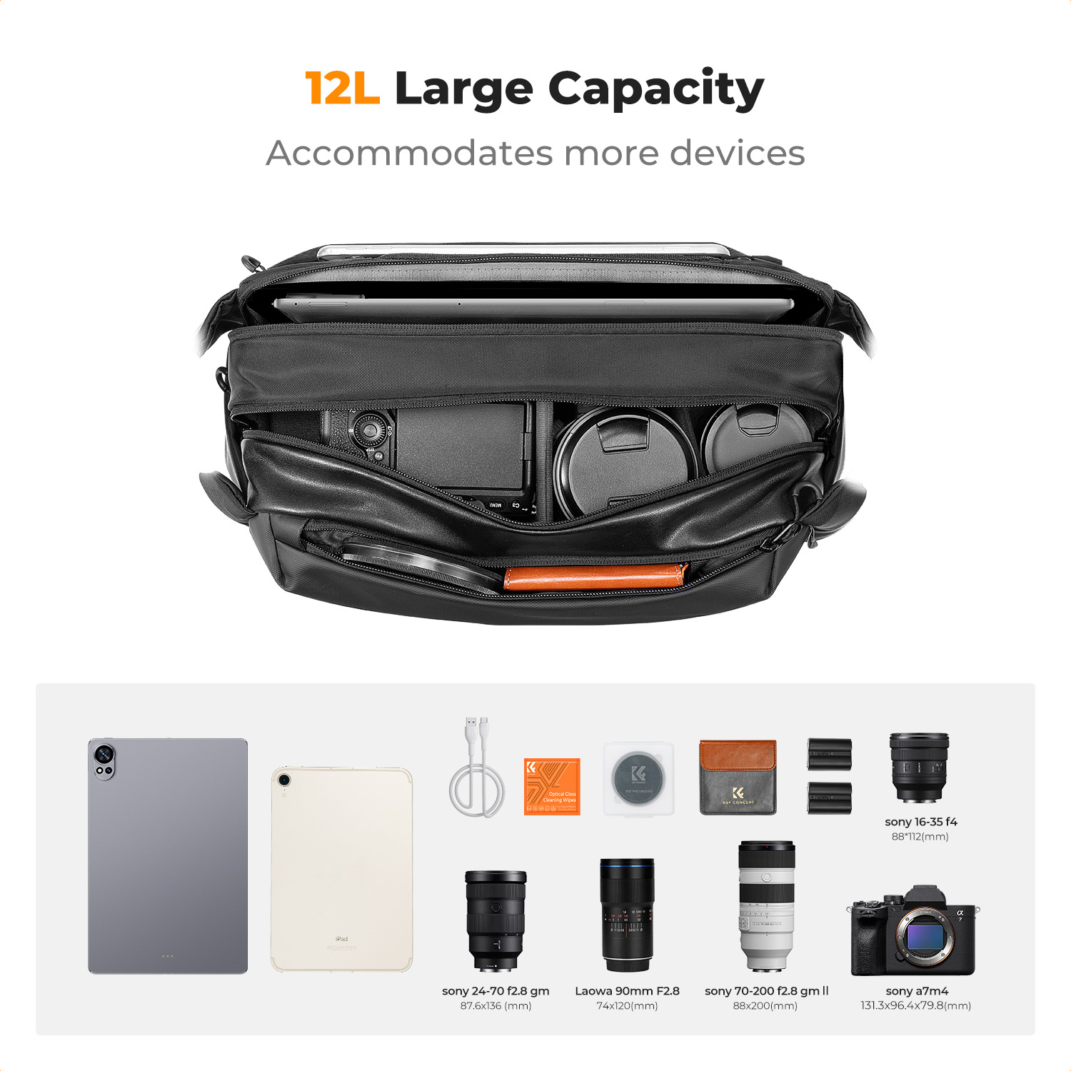 K&F CONCEPT 12L/10L Camera Sli - Photography Lighting Bag recensie en prijs
