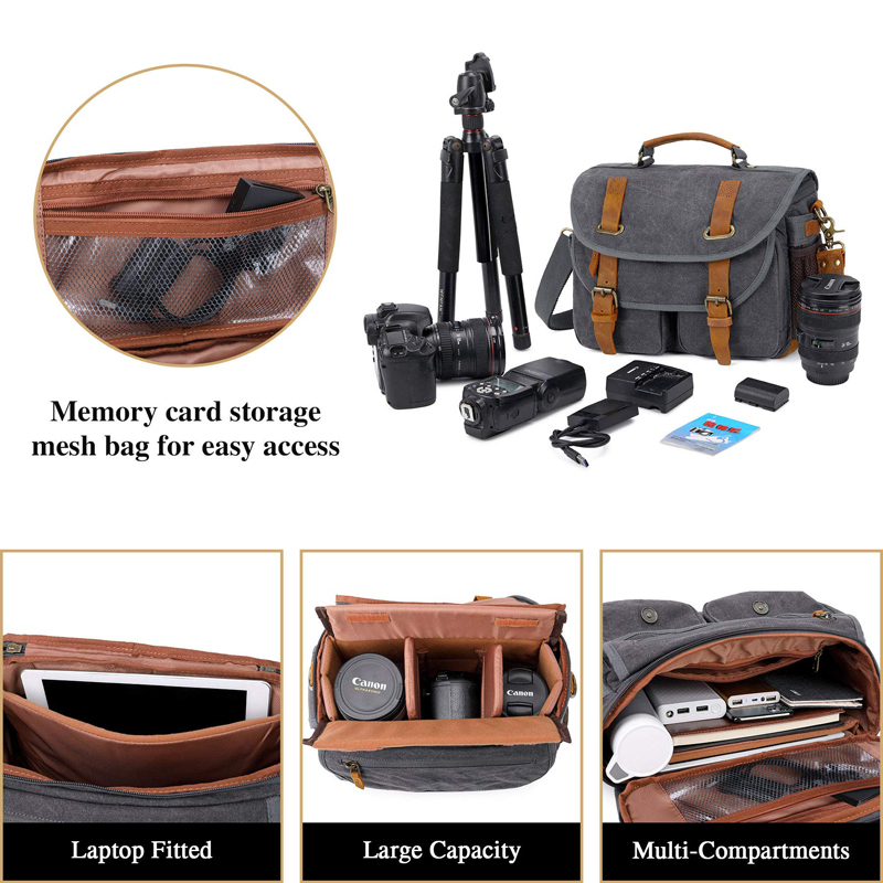 Canvas lederen cameratas schou - Photography Lighting Weight Bags recensie en prijs